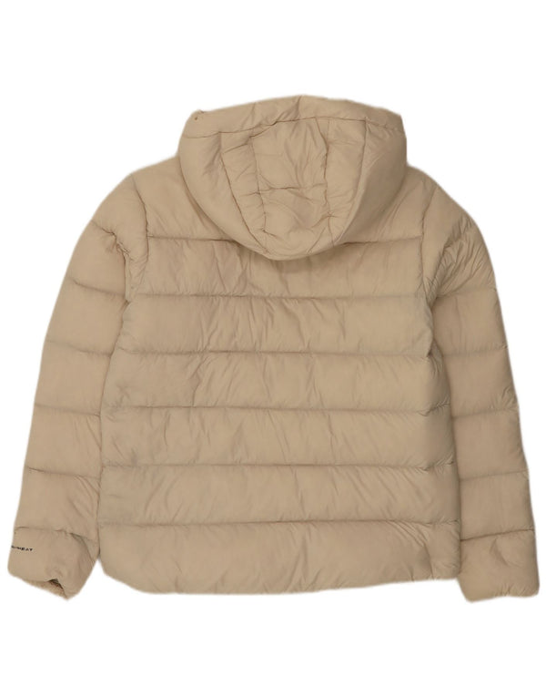 Jaqueta Columbia Feminina Omni-Heat Acolchoada com Capuz Reino Unido 14 Nylon Bege Médio