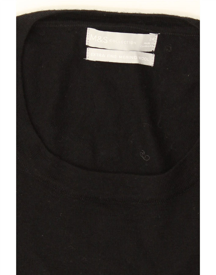 Suéter feminino MARKS & SPENCER com gola redonda UK 24 4XL preto