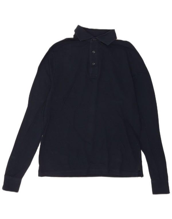 Camisa polo masculina de manga comprida Tommy Hilfiger pequena algodão azul marinho