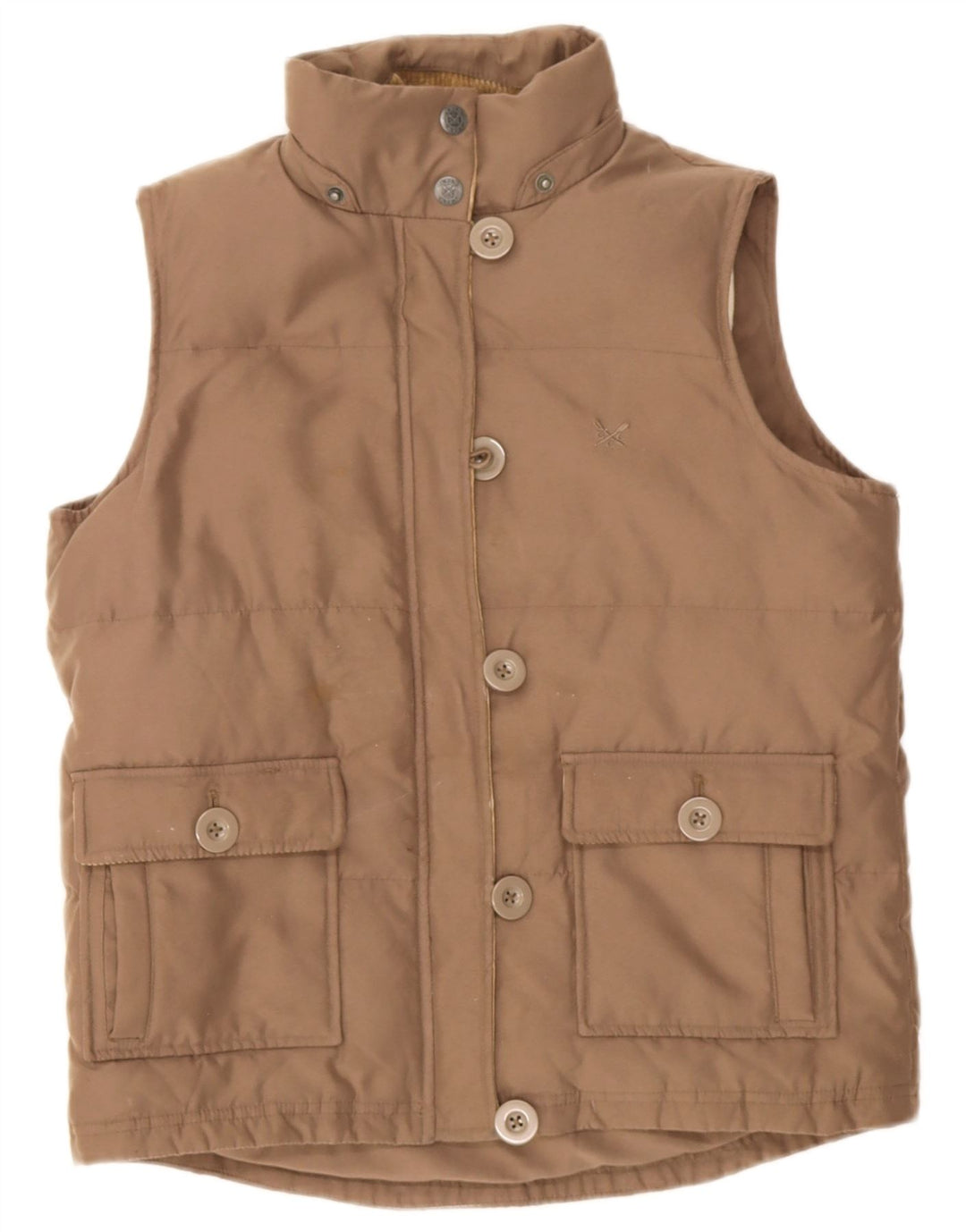 Crew Clothing Womens acolchoado Gilet UK 8 pequeno poliéster marrom