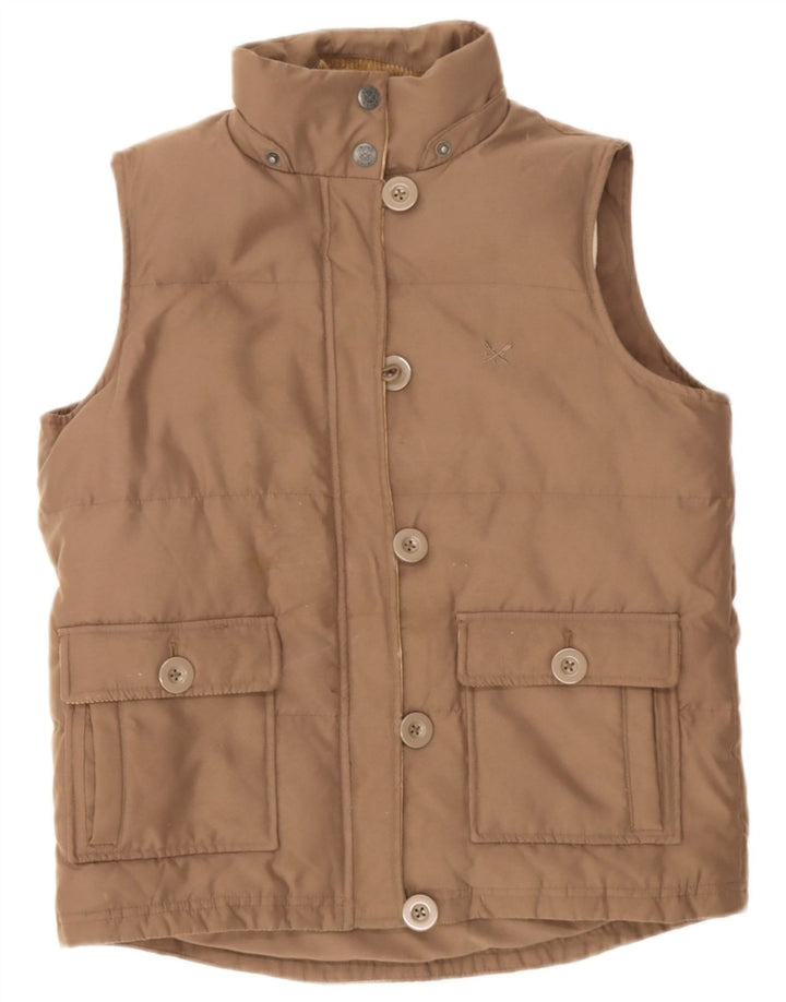 Crew Clothing Womens acolchoado Gilet UK 8 pequeno poliéster marrom