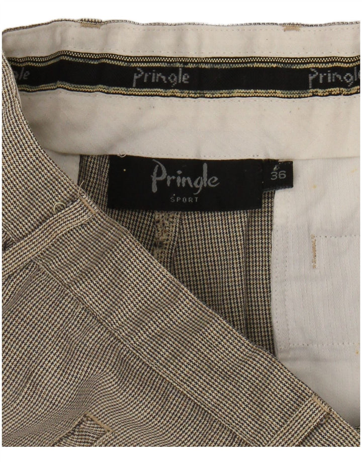 Shorts Chino Masculino Pringle Grande W36 Cinza Houndstooth Algodão