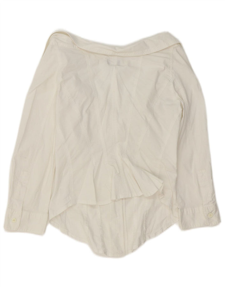 Camisa feminina Armani Jeans manga 3/4 IT 42 algodão branco médio