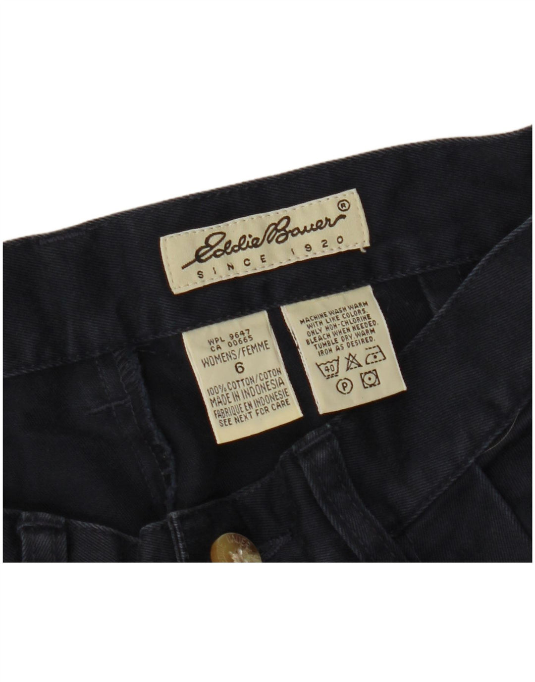 EDDIE BAUER Calça Chino Feminina Pegged EUA 6 Médio W26 L29 Azul Marinho