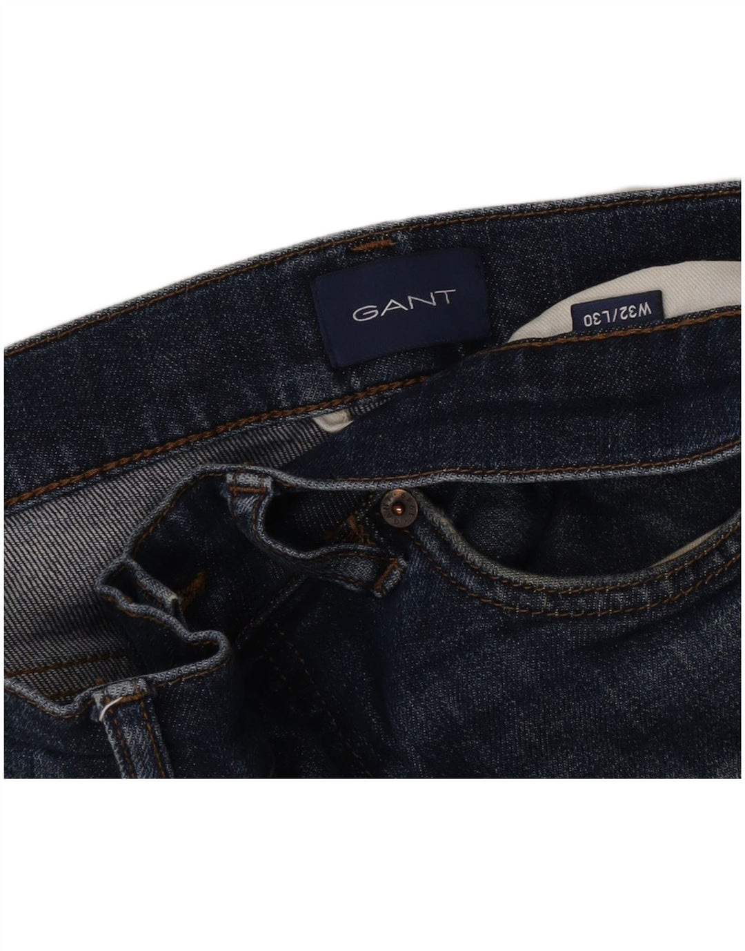 Gant Mens Straight Jeans W32 L30 Azul Algodão
