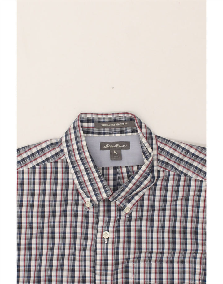 EDDIE BAUER Mens Relaxed Fit Shirt Large Blue Check Cotton Vintage Eddie Bauer and Second-Hand Eddie Bauer from Messina Hembry 