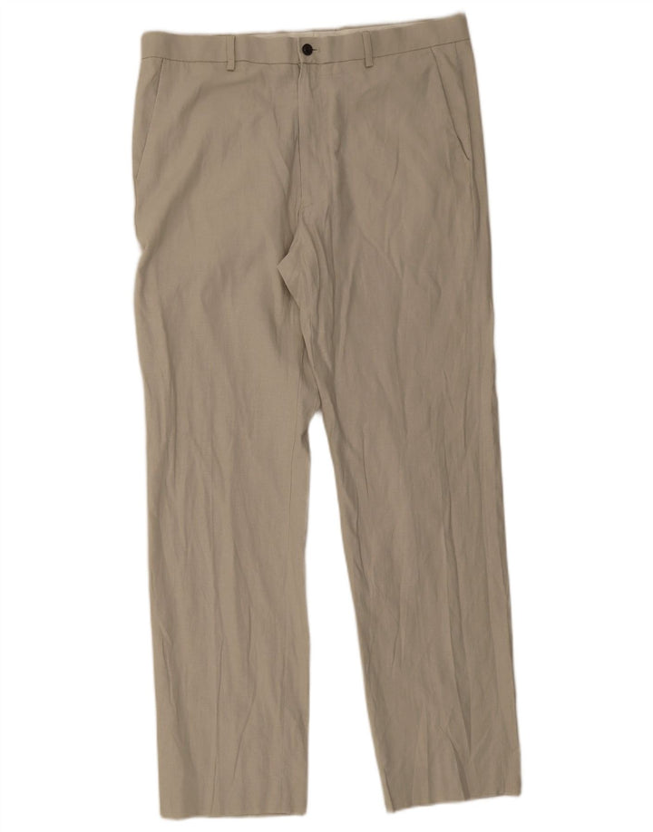 Calça Chino Masculina Marks & Spencer Regular Fit W36 L33 Linho Bege