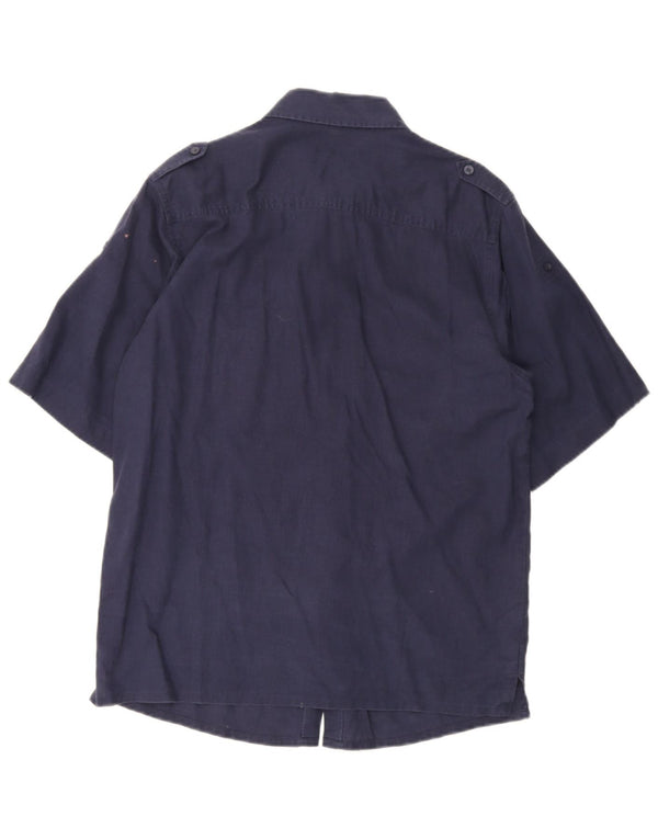 Camisa masculina Fila militar de manga curta azul marinho médio