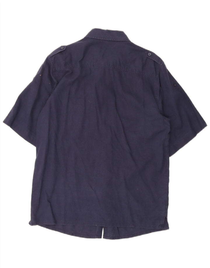 Camisa masculina Fila militar de manga curta azul marinho médio