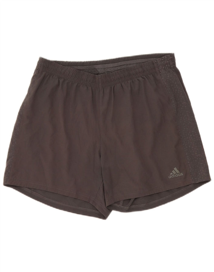 Shorts esportivos masculinos Adidas poliéster manchado cinza médio