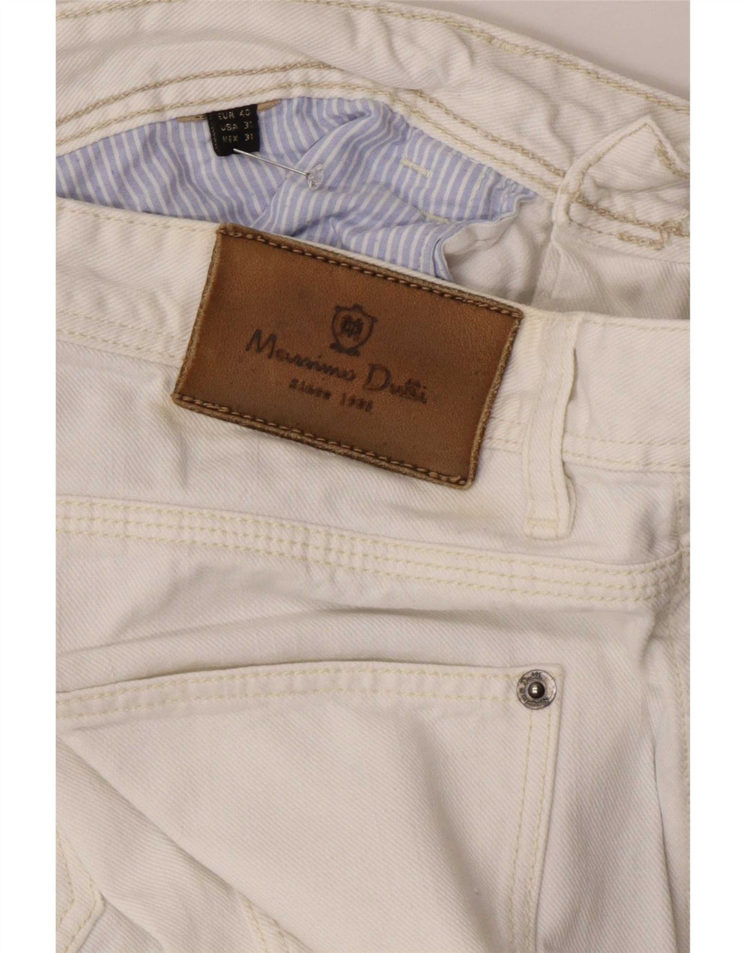 Jeans Slim Masculino Massimo Dutti EU 40 Médio W31 L29 Branco