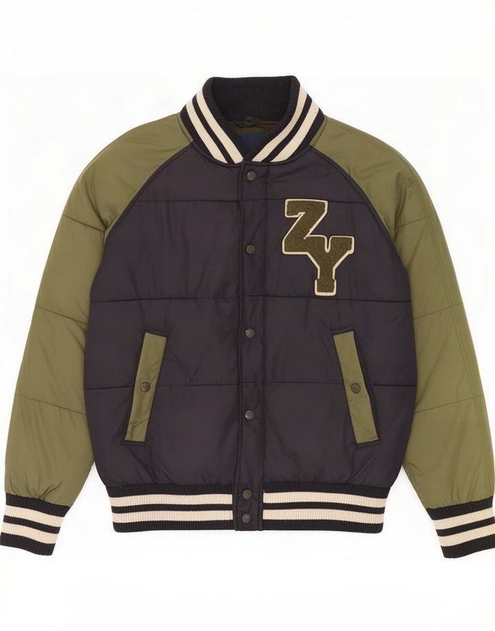 Jaqueta acolchoada gráfica Zara Boys 13-14 anos Azul marinho médio Colourblock