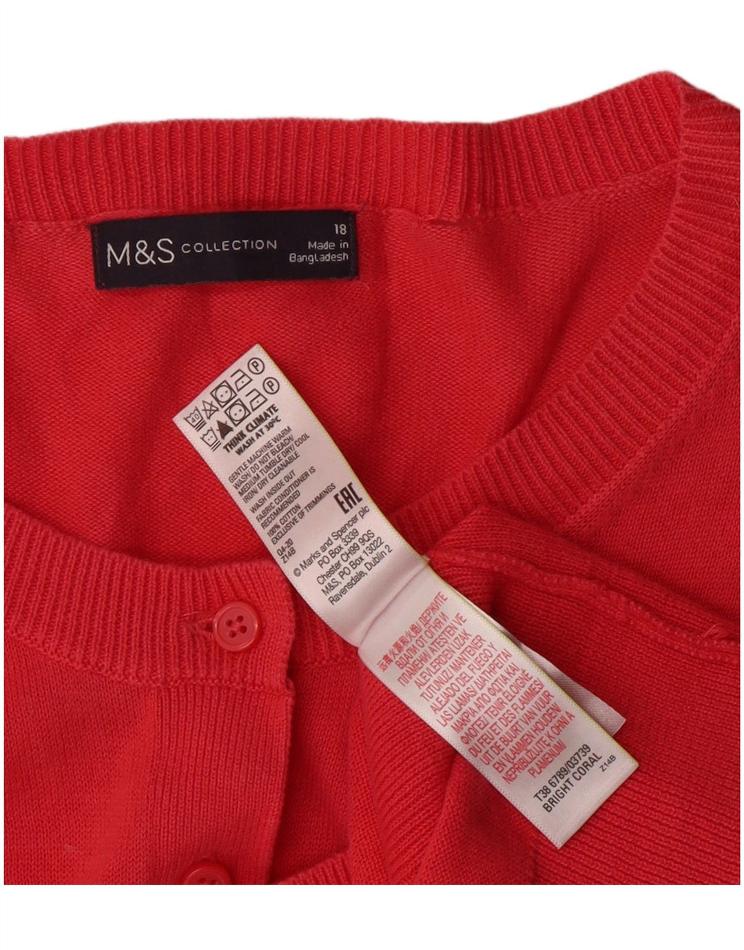 Suéter cardigã feminino MARKS & SPENCER UK 18 XL algodão rosa