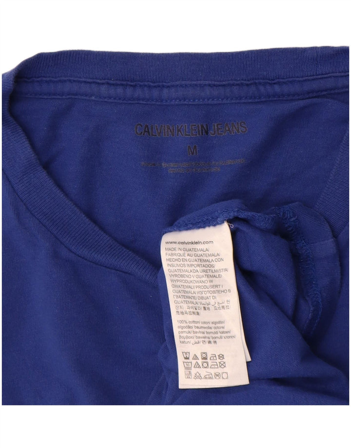 Calvin Klein Jeans Camiseta masculina gráfica Top médio algodão azul