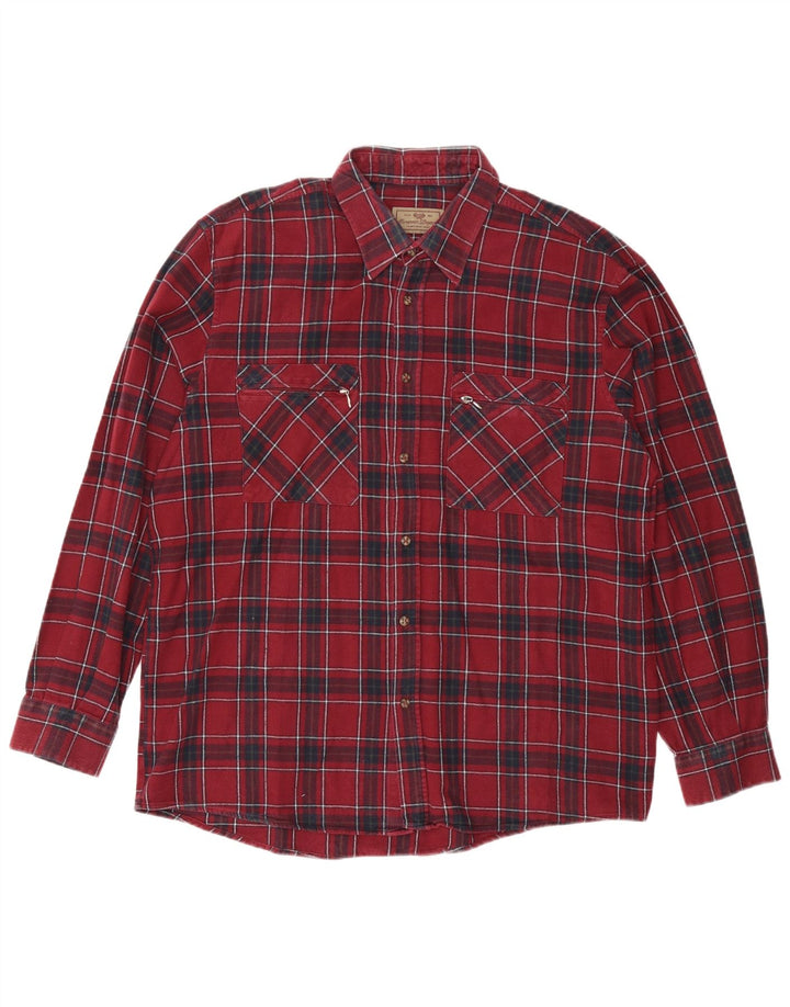 PROJETO EUROPEU Camisa masculina de flanela XL algodão xadrez Borgonha