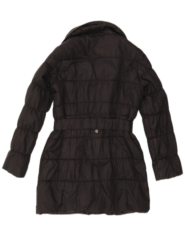 Casaco feminino acolchoado com capuz grande Marks & Spencer Reino Unido 10 pequeno preto