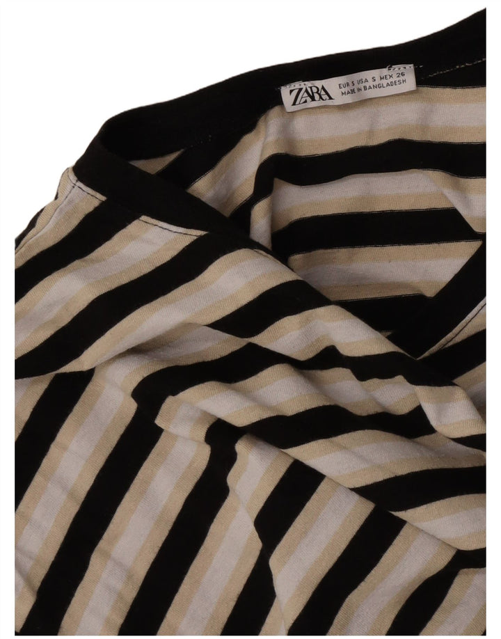 Camiseta feminina oversized Zara UK 10 pequena listrada multicolorida