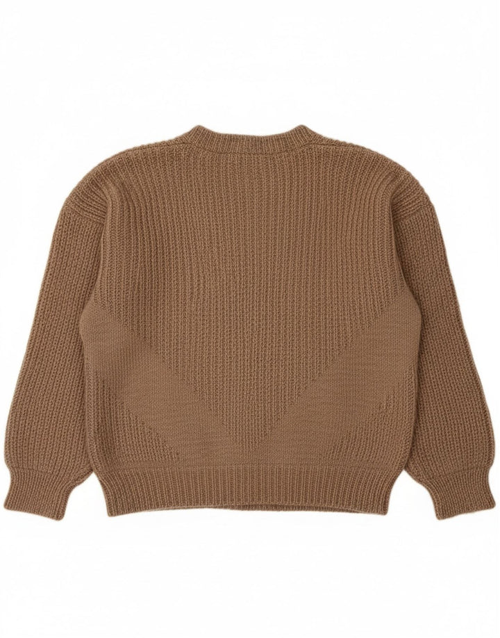 Suéter masculino VINTAGE com decote em V marrom médio