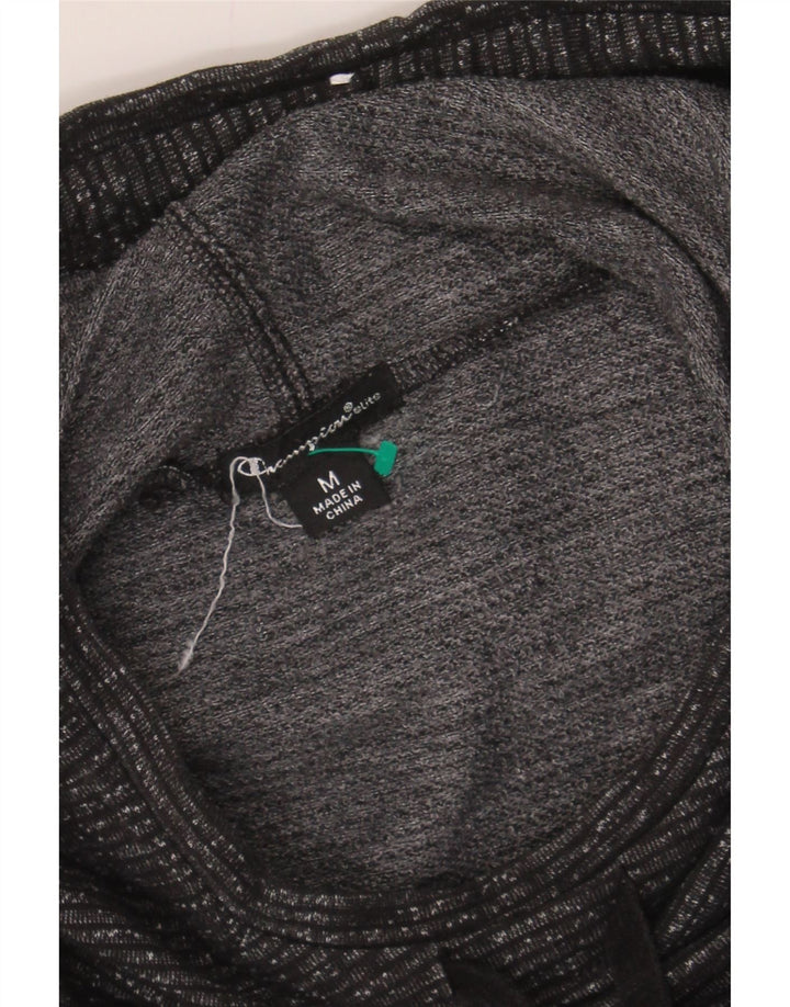 CHAMPION Womens Hoodie Jumper UK 14 Medium Black Pinstripe Cotton Vintage Champion and Second-Hand Champion from Messina Hembry 