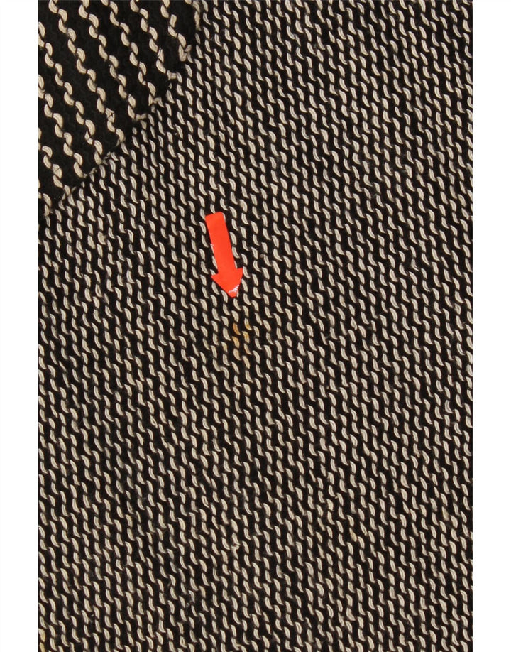 Vestido avental feminino vintage Reino Unido 12 algodão chevron preto médio