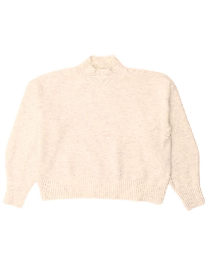 Suéter feminino Marks & Spencer com gola tartaruga Reino Unido 14 médio branco