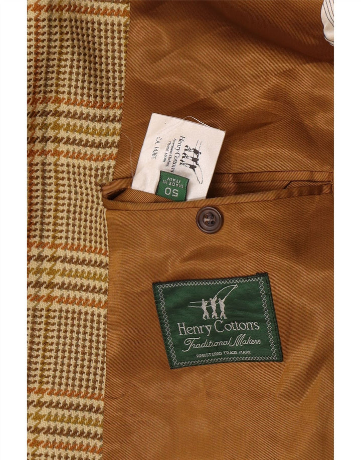 Jaqueta blazer masculina de 2 botões Henry Cottons IT 50 grande marrom houndstooth