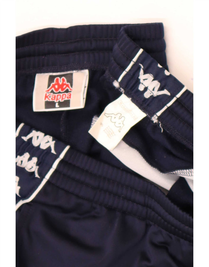 Calça de treino masculina Kappa gráfica grande poliéster azul marinho