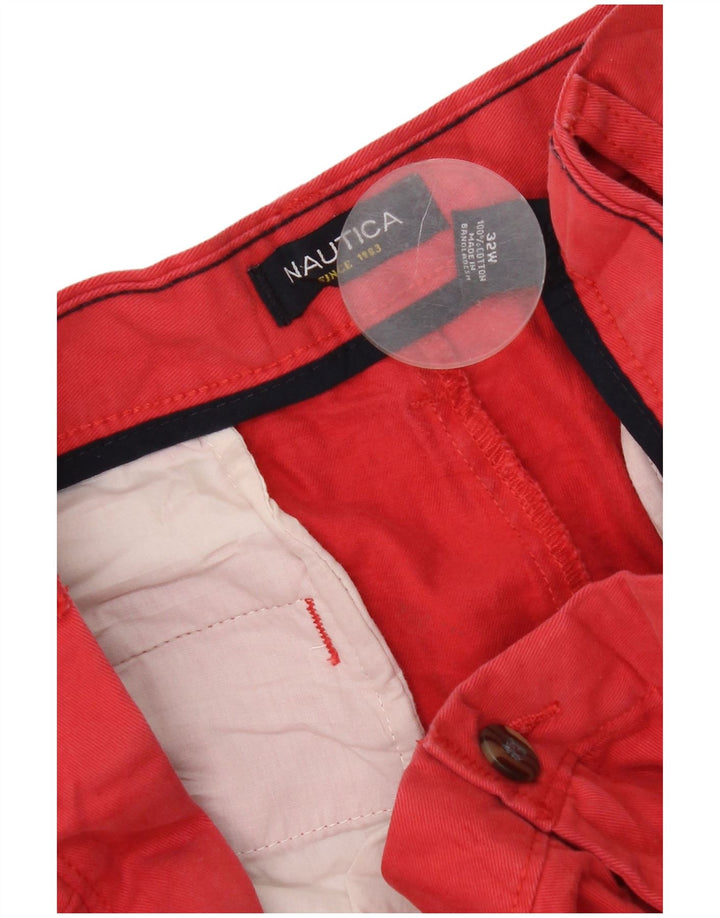 Nautica Mens Chino Shorts W32 Médio Algodão Vermelho