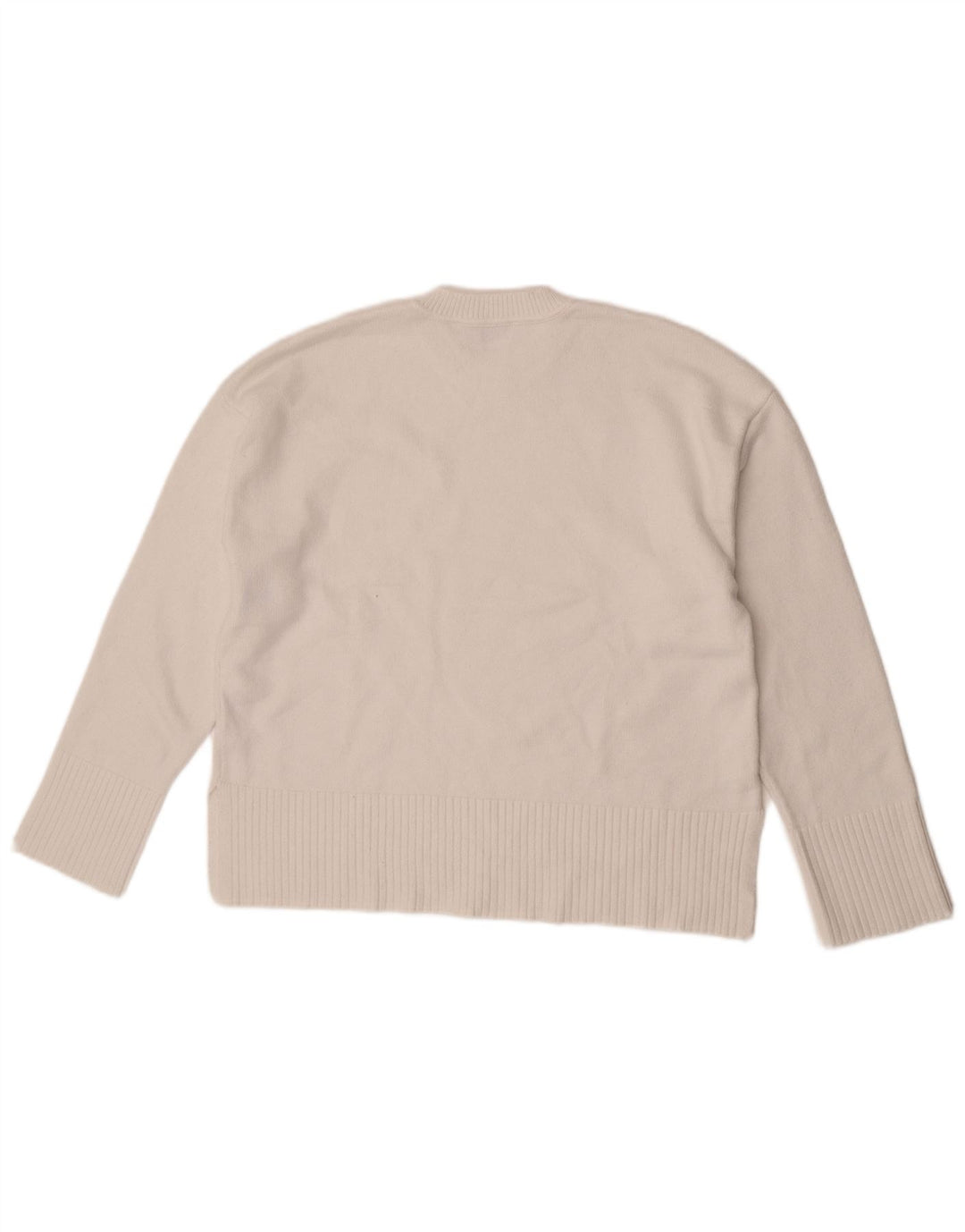 Zara Suéter feminino oversized com gola redonda Reino Unido 10 pequeno viscose branca