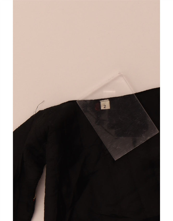 Colete feminino vintage de veludo aberto US 2 XS preto