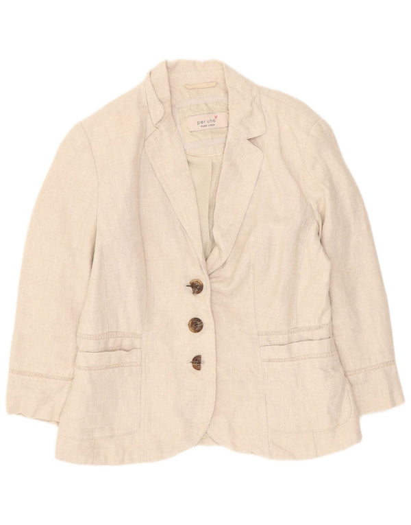Jaqueta blazer feminina Marks & Spencer Per Una manga 3/4 Reino Unido 10 pequena bege