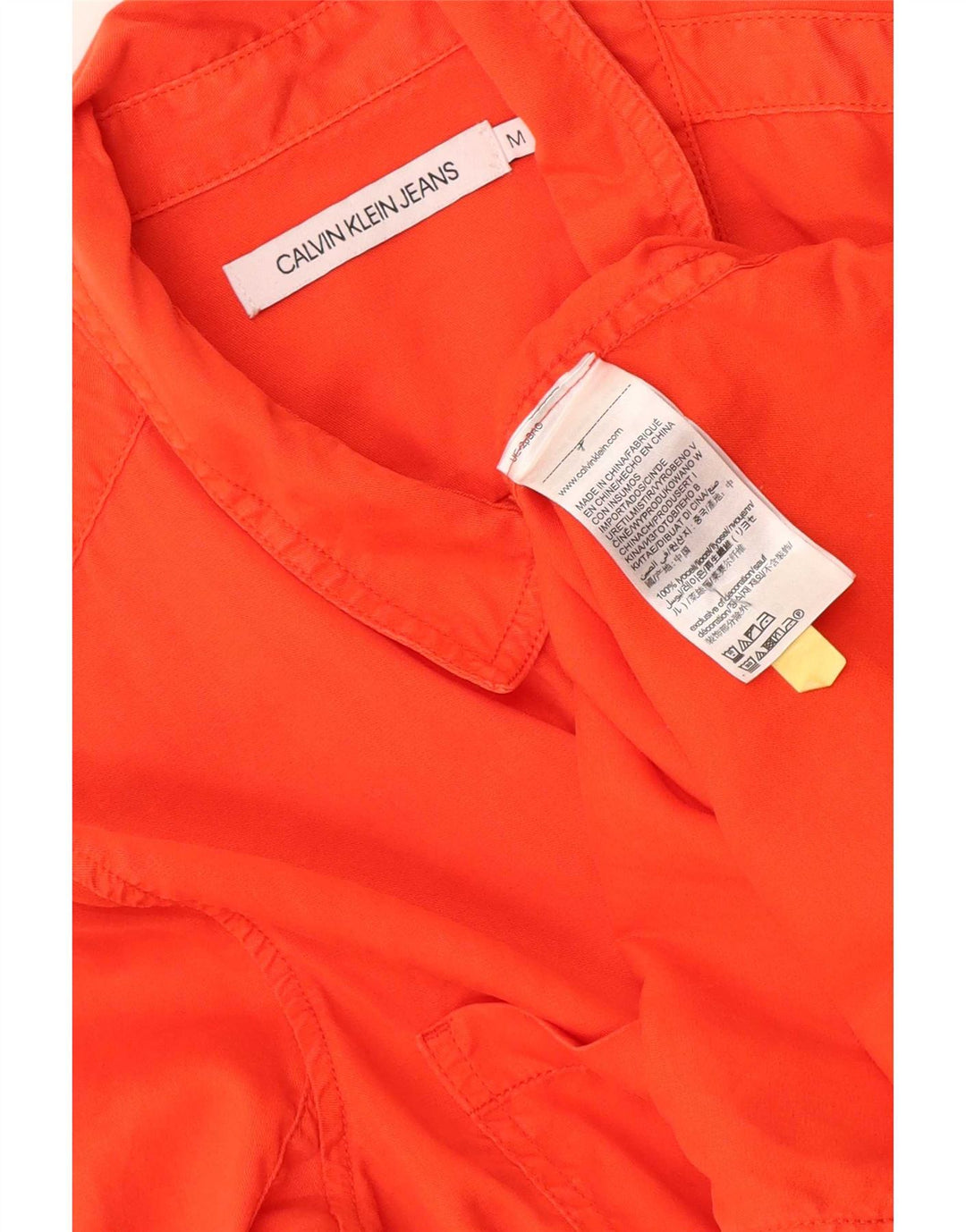Camisa Calvin Klein Jeans Feminina UK 14 Médio Laranja Lyocell