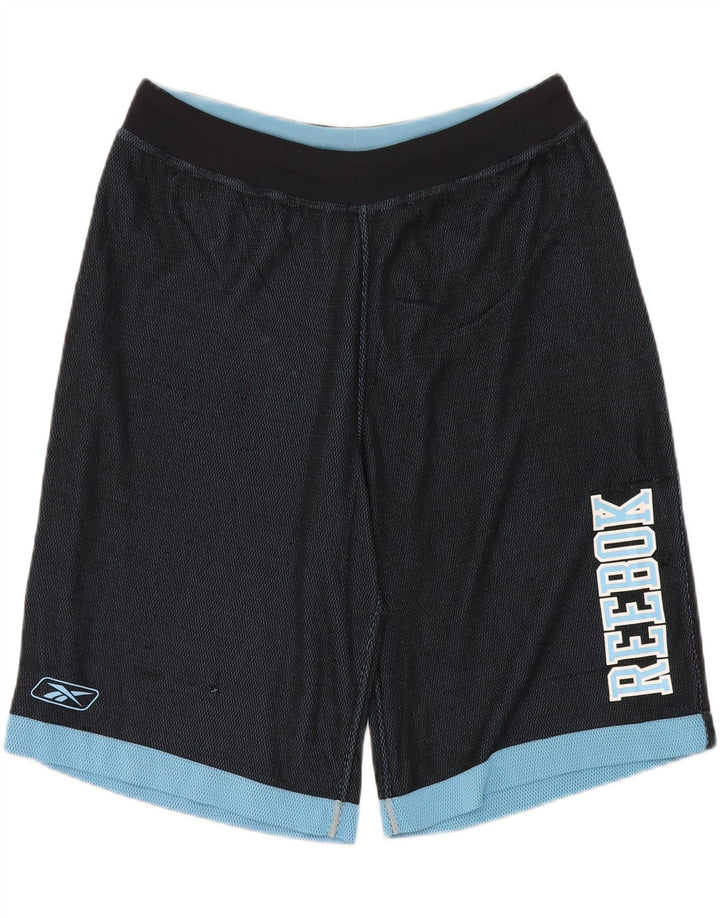 Shorts esportivos masculinos Reebok pequeno bloco colorido azul marinho