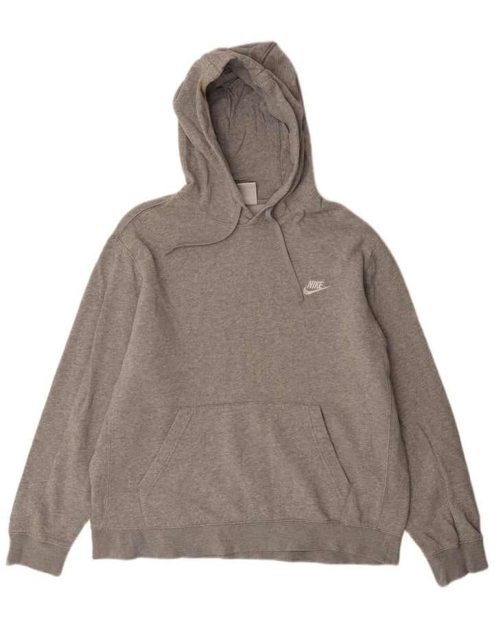 NIKE Mens Hoodie Jumper Grande Cinza Flecked Algodão