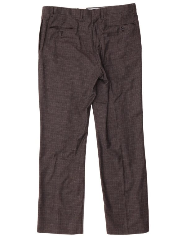 Tommy Hilfiger Mens Straight Suit Calças W34 L33 Cinza Xadrez Lã