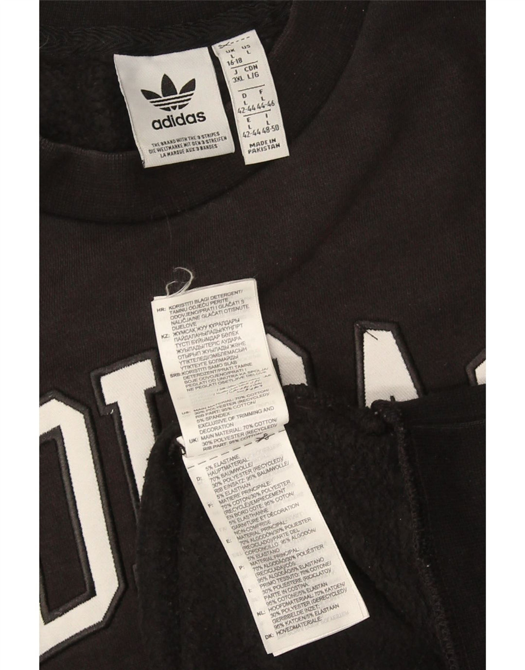 Adidas feminino gráfico oversized moletom jumper reino unido 16/18 grande preto