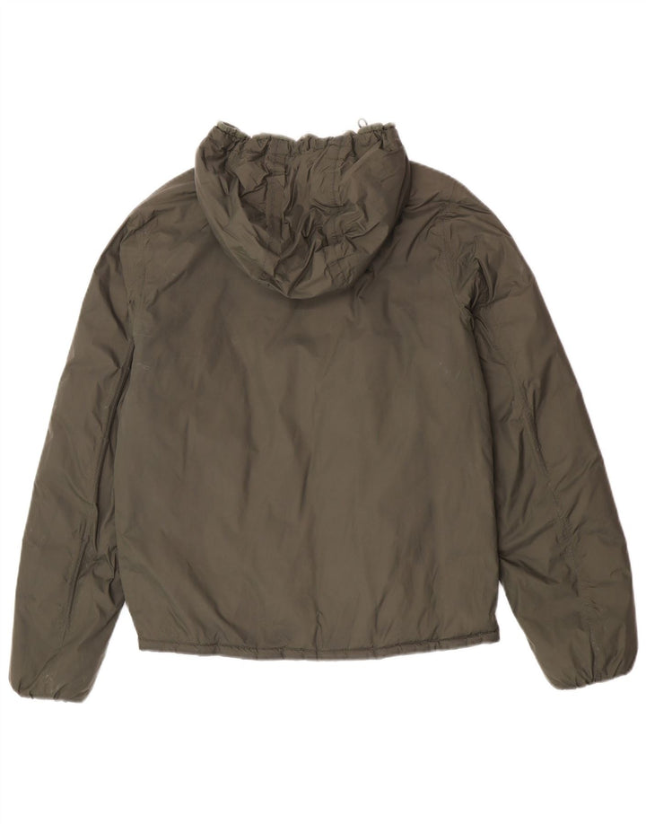 Jaqueta masculina acolchoada reversível com capuz K-Way UK 38 poliamida verde médio