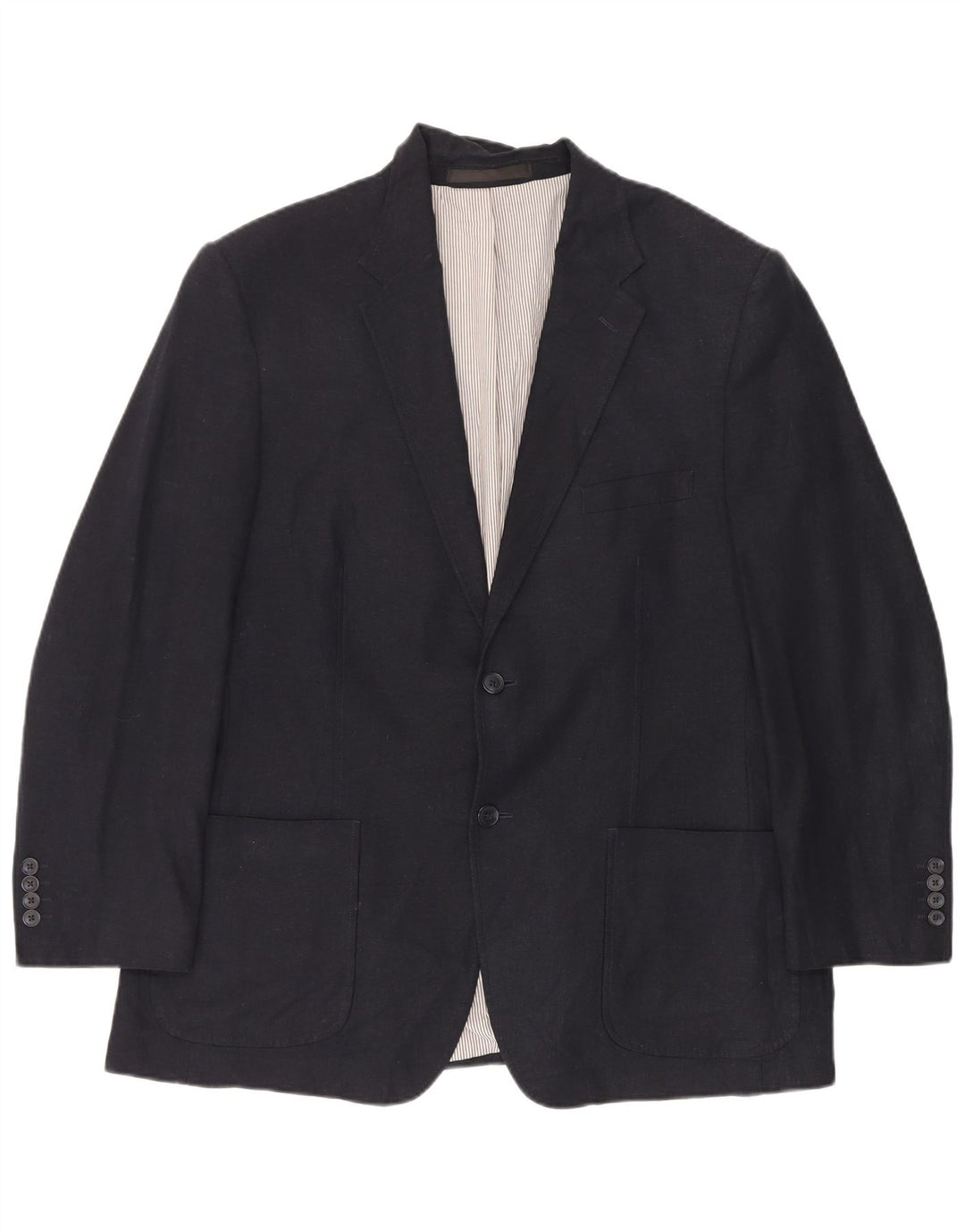 Jaqueta blazer masculina de 2 botões Marks & Spencer Reino Unido 44 XL azul marinho linho