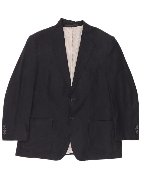 Jaqueta blazer masculina de 2 botões Marks & Spencer Reino Unido 44 XL azul marinho linho