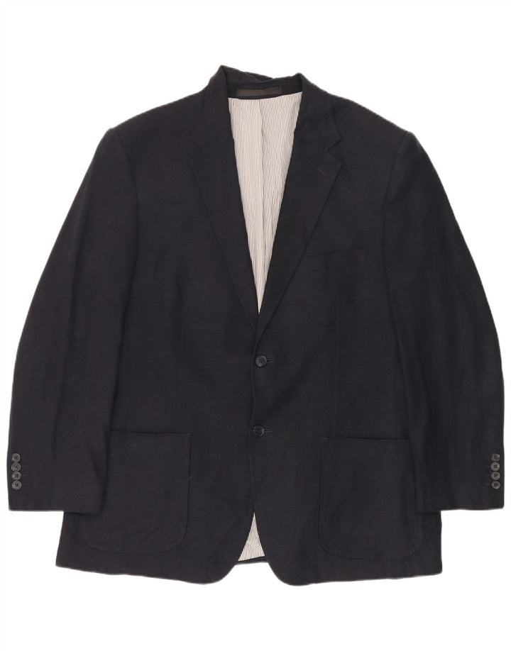 Jaqueta blazer masculina de 2 botões Marks & Spencer Reino Unido 44 XL azul marinho linho