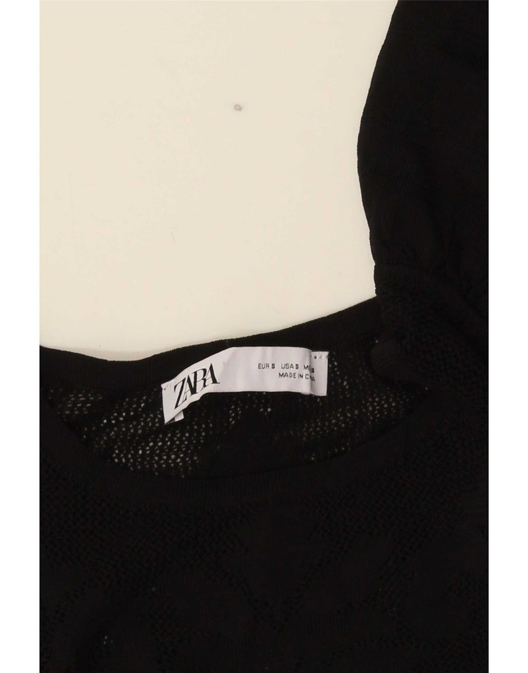 Blusa feminina Zara Crop Knit Top Reino Unido 8 Pequena Preto