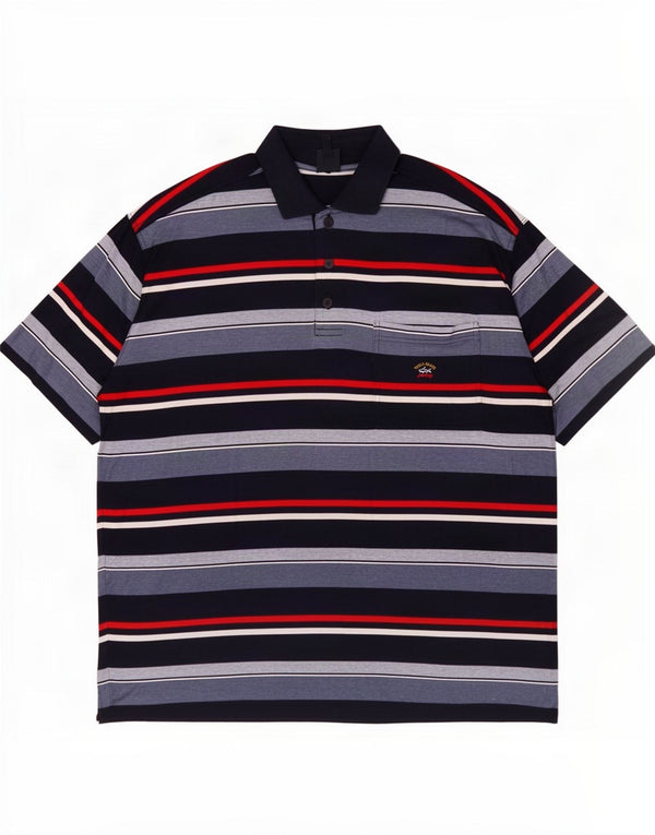 Camisa polo masculina Paul & Shark 2XL algodão listrado azul marinho