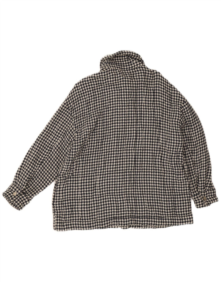 Jaqueta bomber feminina Zara UK 14 médio preto houndstooth algodão