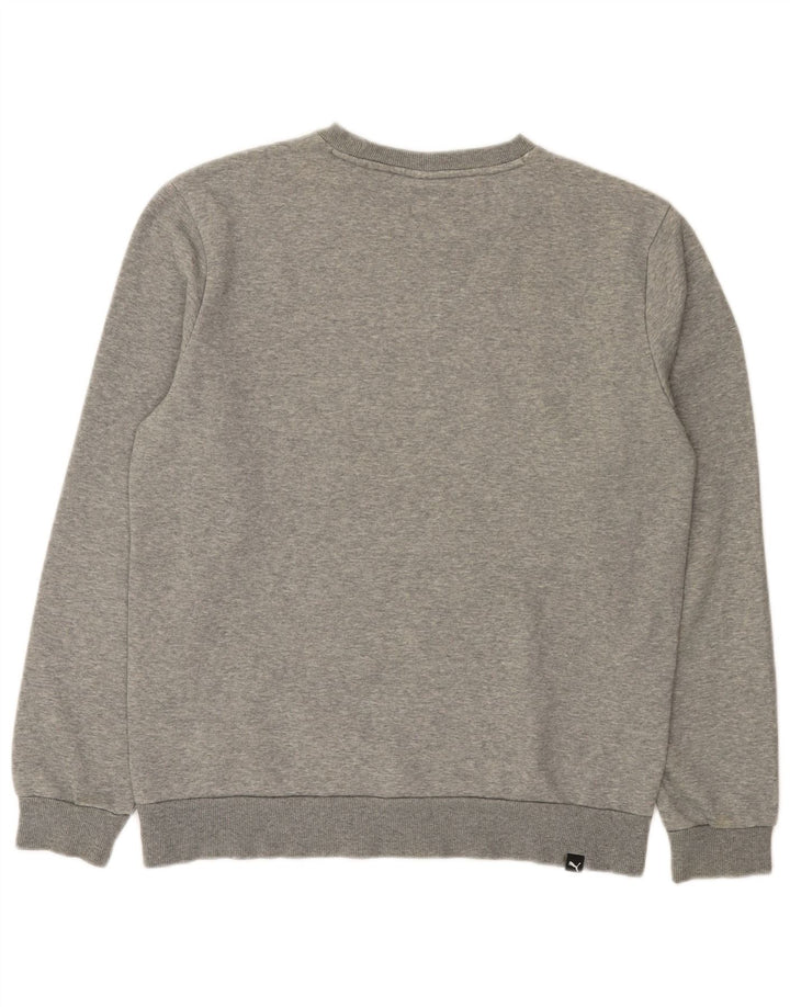 Puma moletom masculino gráfico jumper médio cinza algodão manchado