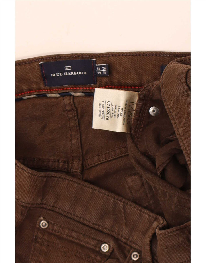 Calça jeans reta feminina Marks & Spencer Blue Harbor W36 L31 algodão marrom