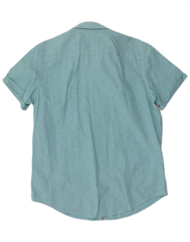 Camisa masculina de manga curta CALVIN KLEIN algodão manchado azul médio