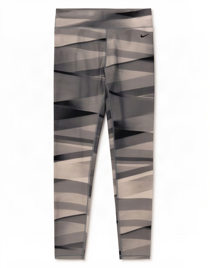 Leggings Nike Dri Fit Feminino UK 12 Poliéster Geométrico Cinza Médio