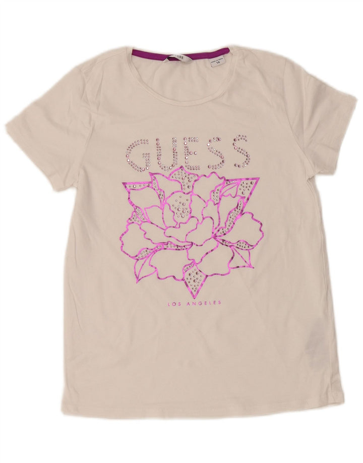Camiseta gráfica GUESS Girls 13-14 anos algodão branco
