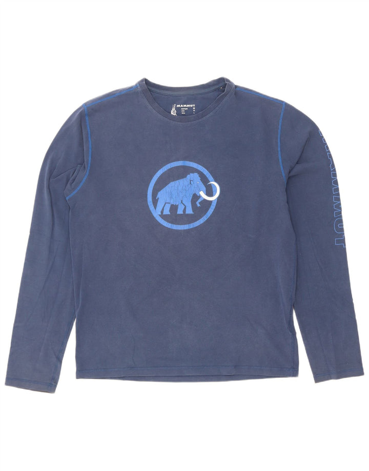 Mammut Mens Graphic Top Manga Longa Médio Algodão Azul