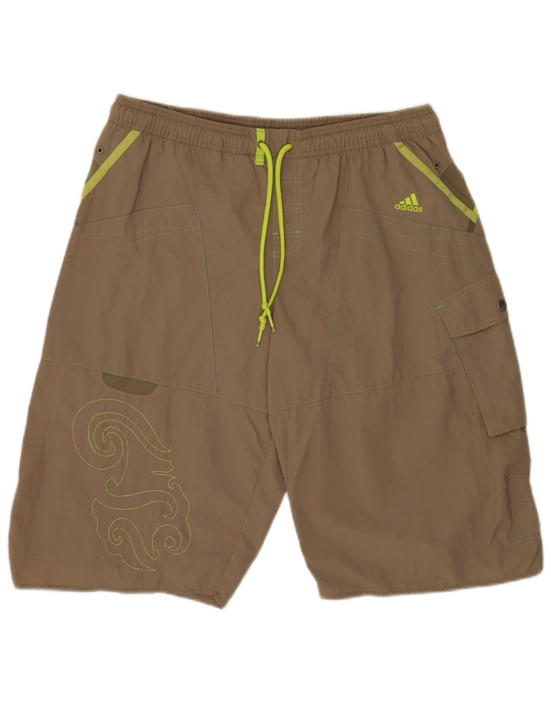 Adidas Mens Graphic Natação Shorts Grande Cáqui Nylon